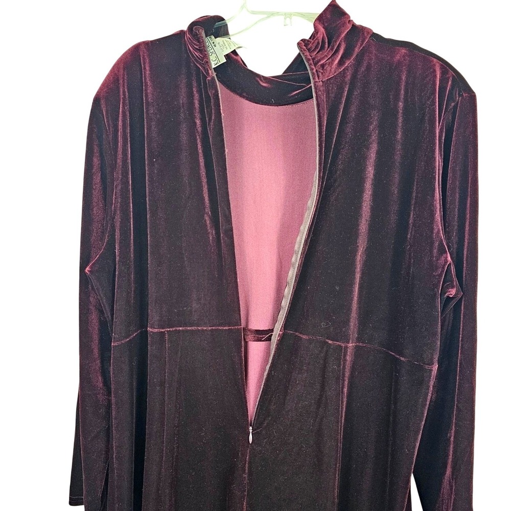 Vtg K.C. Spencer Wine Purple Velvet Maxi Dress 18 Sheath‎ USA 90s Dark Romance - Picture 4 of 8